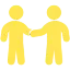 ccompagnement individuel adapté à vos besoins spécifiques Icône représentant deux figures se serrant la main, symbolisant l'accompagnement individuel et personnalisé proposé par Digitalchimist pour répondre aux besoins spécifiques de chaque apprenant.