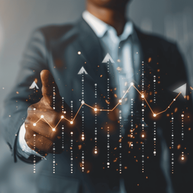 Graphique montrant une progression ascendante, symbolisant les formations sur mesure en IA, No-Code et Digital proposées par Digitalchimist pour développer vos compétences