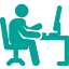 Formation intégralement à distance pour flexibilité et expertise Icône représentant une personne travaillant sur un ordinateur, symbolisant les formations intégralement à distance proposées par Digitalchimist, alliant flexibilité et expertise.