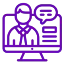 Masterclass IA mensuelles pour maintenir et enrichir vos connaissances Icône violette illustrant une masterclass en IA, symbolisant les sessions mensuelles proposées par Digitalchimist pour enrichir et maintenir vos connaissances